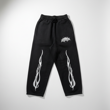 FLAME BAGGY SWEATPANTS | VINTAGE BLACK
