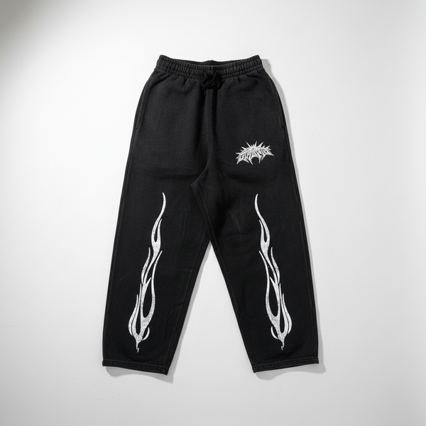 FLAME BAGGY SWEATPANTS | VINTAGE BLACK